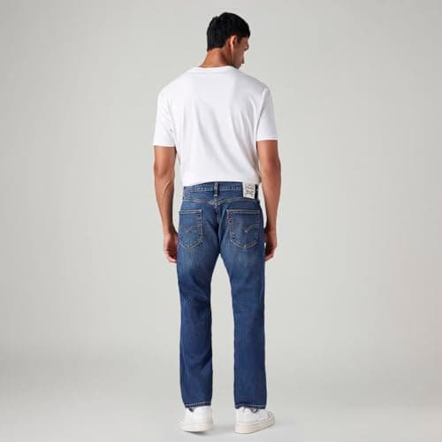 Men's 505 Blue Straight Fit Mid Rise Jeans 2