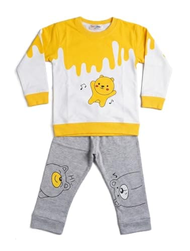 RIZZQ Kids Full Sleeves Summer Round Neck Dress for Boys | Lightweight Cotton Boys Clothing Set | Breathable Top & Bottom Set for Kids | Comfortable Regular Fit (0–5 Years) (DANCING BEAR, 1-2 Y) 5