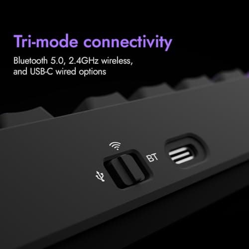 Kreo Swarm X Wireless Mechanical Gaming Keyboard – Huano Red Switches, Pass Through Keycaps with RGB, Tri-Mode Connectivity (2.4Ghz/Bluetooth/Wired), 5-Pin Hot-Swap, for Windows & MacOS (Black) 3