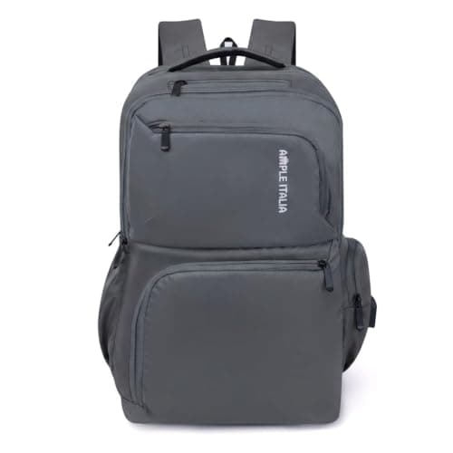 AMPLE ITALIA Segno Laptop Backpack 15.6 Inch, Waterproof, 4 Compartments, Lightweight 500g, Padded Straps, Sea Green Backpack for Men & Women – School, College & Office Bag (Grey)