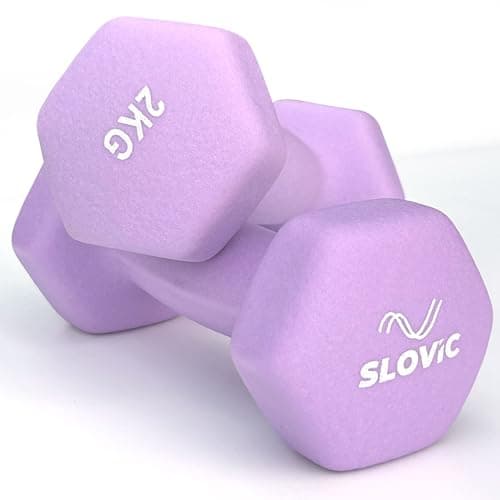 Slovic Dumbbell Set [2 Kg Each] | Neoprene Dumbbell Set for Home Gym | Gym Dumbbell Set for Home Workout | Gym Equipment for Home Workout | Anti-Skid Iron Dumbbell | Dumbbells for Women [Purple]