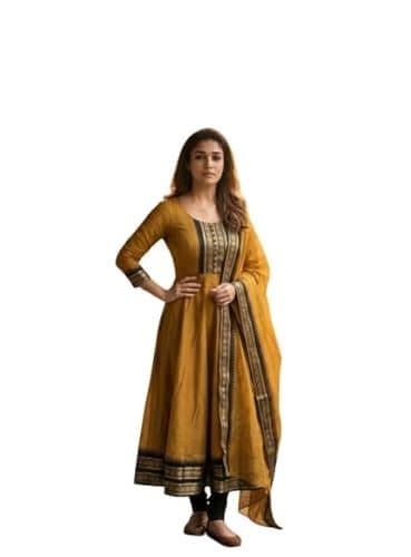 Shreeaanta Elegant Zari Jacquard Weaving Gown for Women with Lace Border Dupatta | Traditional Indian Ethnic Wear for Wedding, Festival, Party & Special Occasions (in, Alpha, M, Regular, MUSTERD)