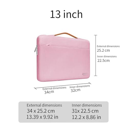 MOCA Protective Laptop Sleeve for 13-inch New MacBook Air M4/A3240 2025, M3/A3113, M2/A2681 M1/A2337 A2179 A1932, 13-inch MacBook Pro M2/A2686 M1/A2338, Water-Resistant Computer Case Bag (Pink) 2