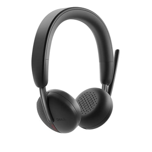 Dell WL3024 Wireless Headset - Leatherette Headband, Built-in AI-Based Noise Cancellation Microphone, Boom mic - Black