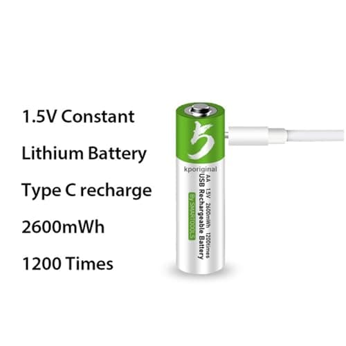 Rechargeable AA 2600mAh + AAA 750mAh Batteries 1.5V USB Lithium ion Rechargeable AA+AAA Battery with USB Type C Charging Cable, 1200 Cycles Constant Output, 4-Pack AA and 4-Pack AAA 5