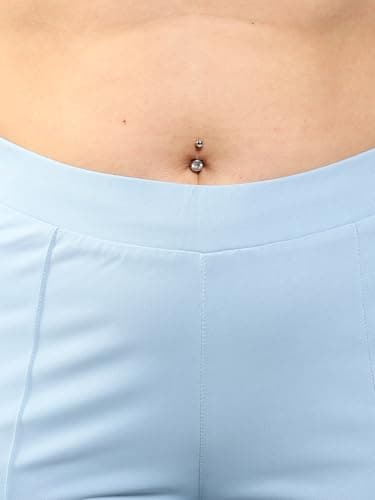 Plus Size Bell Bottom Lightweight Trouser for Women | Boot Cut Pants for Office Wear Sky Blue 4