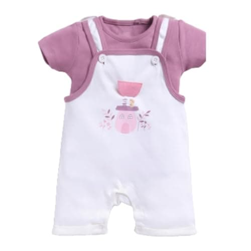 Smart Baby Baby Girl Cotton Dungaree Romper with T-Shirt | Soft & Breathable | Snap Button Closure | Infant Summer Wear (0–24 Months) (IN, Age, 6 Months, 9 Months, Regular, Maroon)