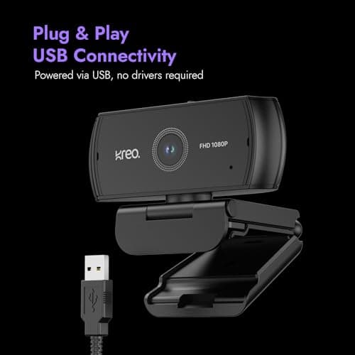 Kreo Owl Lite Full HD Webcam with 1080P 30 FPS, Auto-Focus and Built-in Dual Digital Mic, Plug and Play Setup for Video Call, Streaming, YouTube and More (Black, Owl Lite) 4