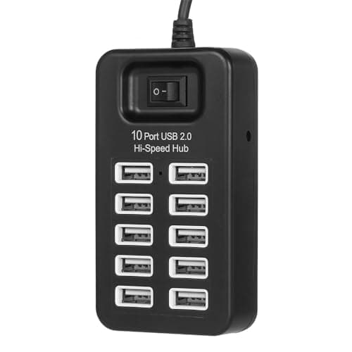 XIKKART 10-Port USB 2.0 Hub for PC Laptop Mobile | High-Speed Multi USB Adapter | Fast File Transfer 480Mbps | Plug & Play | Charging Hub | Portable Desktop USB Splitter | Windows Mac Compatible