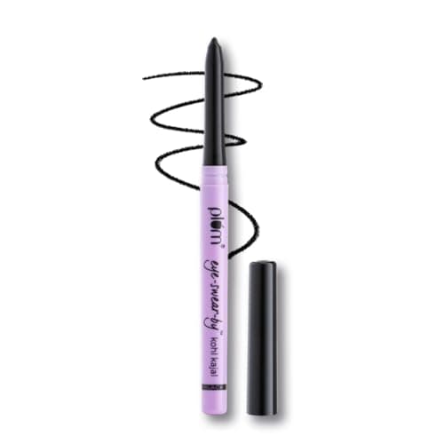 Plum Eye-Swear-By Kajal | Deep Black | Creamy Smooth | Smudge-Proof & Waterproof | Long-Lasting | Twist-Up Pencil | Enriched with Vitamin E | 100% Vegan & Cruelty-Free | 0.35g