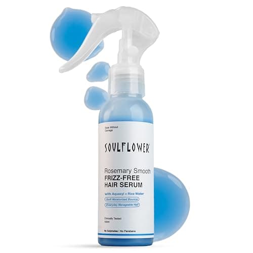 Soulflower Rosemary Hair Serum for Dry Frizzy Hair, Anti Frizz Control, Hair Perfume, UV Filter & Heat Protection, Rice Water| Scientifically formulated for Women & Men for long & Shiny Hair | 100ml