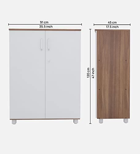 NEUDOT Ronald Alto 2 Door Multipurpose Cabinet | Engineered Wood | Bookshelf | Organiser | Cupboard | Almari |Wardrobe for Home | Kitchen | Office | Living Room | 12 Month Warranty | Leon Teak Finish 2