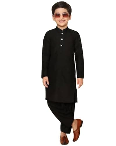 HRR Boys Festive & Party Kurta and Pyjama Set (BLACK1, 2-3 YEARS)
