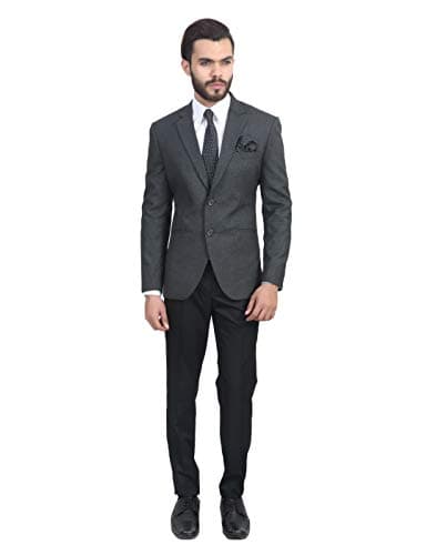 MANQ Men's Slim Fit Single Breasted Blazer (BL-101-40-Charcol_Charcoal Grey_40) 5