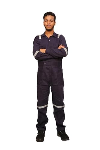 HABIL Industrial Workwear/Coverall/Boiler Suit, Poly-Cotton, 180 GSM (Large) Navy Blue