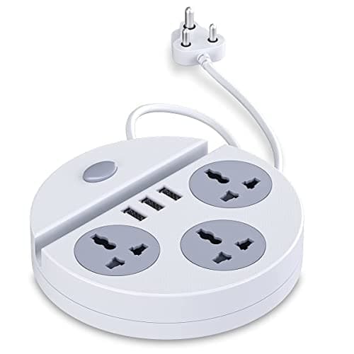 SP Power Plate 5 Surge Protector 1500W High Power Converter with USB Charger & Mobile Holder 3AC Socket + 3USB Ports I 1.5 m Cord Length (Multicolor)