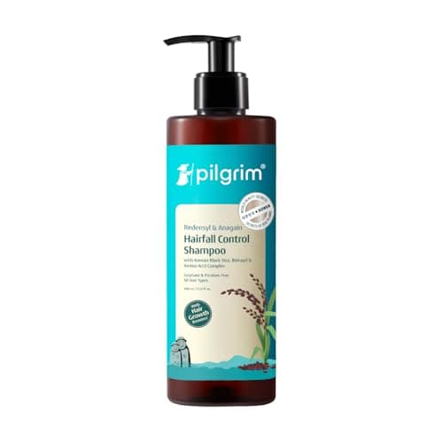 Pilgrim Redensyl & Anagain Hairfall Control Shampoo with Korean Black Rice 400ml | Anti Hairfall shampoo for Men & Women | Reduces Hairfall | Promotes Hair Thickness | For All Hair Types
