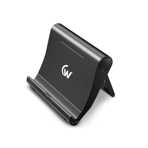 Wireless Gold Adjustable Phone Stand Compatible with Tablets, Kindle E-Readers & Phone Multi Angle Desktop Holder (Black)