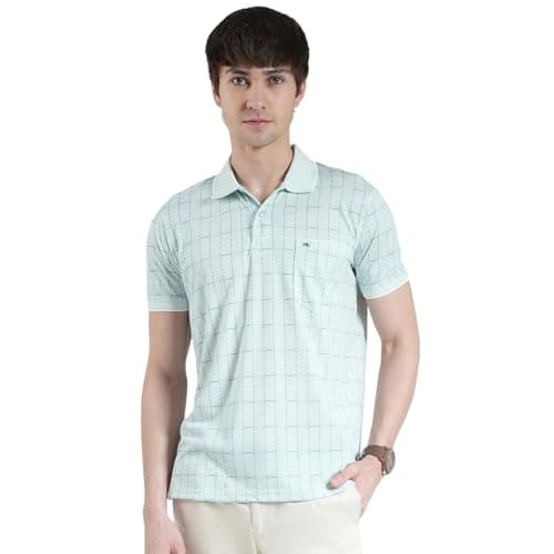 Monte Carlo Men's Regular Fit Printed Polo T-Shirt | Half Sleeve | Collared Neck | Casual Wear T Shirt for Men's Blue XL (Pack of-1)