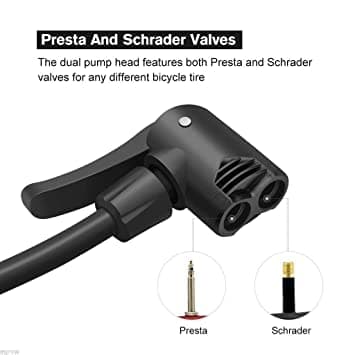 AARAL Portable High Pressure Foot Air Pump Compressor for Car, Bike, Motorbike, Bicycle, Football Cycle, Tubeless with Presta & Schrader Valves, Sports Ball Needle, Inflation Cone 3