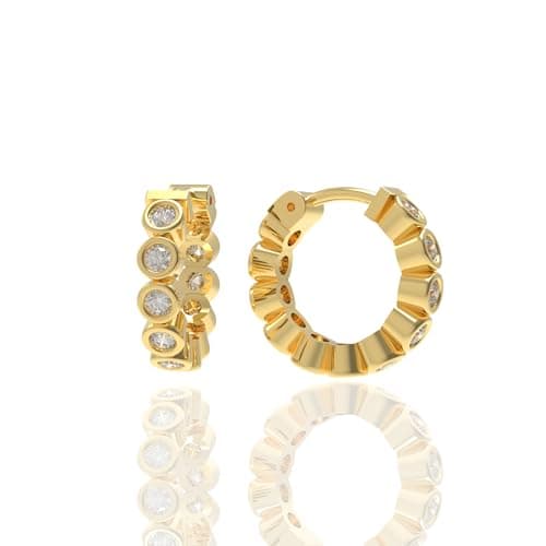 CHARCHILL 925 Silver Yellow Gold Plated CZ Hoop Earrings | Stylish Silver Jewellery | Gift for Girlfriend Wife Women & Girls - MJE908-SLYGCZ