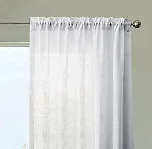 HOMEMONDE Cotton Sheer Curtains Faux Linen Texture 5 Feet Window with Rod Pocket Top Drapes for Living Room, Office, Bedroom, 60 Inches - White, Set of 2