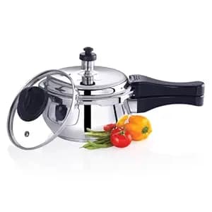 Premier Stainless Steel Induction Bottom Handi Pressure Cooker 3 Litre with Glass Lid | Triple Safety Valve | ISI Certified | Compatible with Gas & Induction Cooktop | 5 Year Warranty