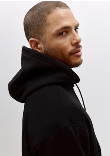ZUBINCO Men’s Oversized Black Hoodie | Heavyweight Cotton Fleece Sweatshirt with Kangaroo Pocket & Adjustable Drawstring Hood | Casual Streetwear for Winter, Gym & Everyday Wear (in, Alpha, L) 5