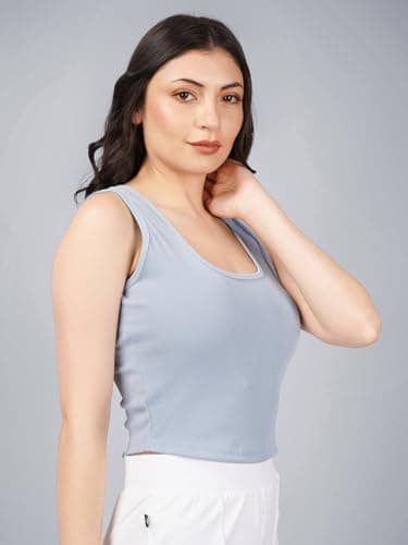 Plus Size Womens Tshirts Tops Sleeveless Crop Tops Slim Fit Gym Workout Top 4