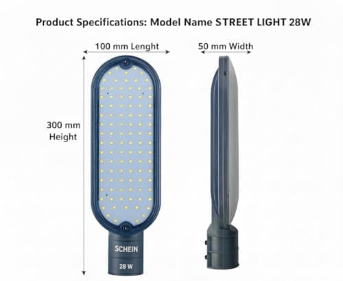 SCHEIN SHSL-28W LED Street Light | 28W | Auto On/Off Dusk to Dawn | Corded Electric | Waterproof & Dustproof IP65 | Polycarbonate Housing | BIS Approved R-97001945 | Outdoor Street Lamp | 1 Piece 6