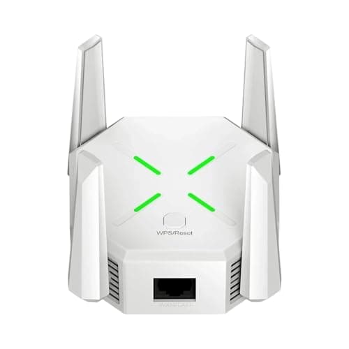 Dual Band 1200Mbps WiFi Range Extender | 5GHz Signal Booster with 4 Antennas | Covers Large Homes | Supports 20 Devices | LAN Port & Access Point | Quick Easy Setup