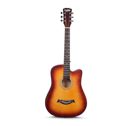 Guiter OTG 38-inch Acoustic Guitar Kit for beginners, Right Handed, Linden Wood Body with Rosewood Fretboard, Steel Strings, With Truss Rod, And Accessories SunBrust Color 2
