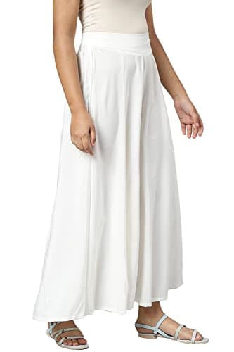 Aurelia White Solid Palazzos for Women's Ethnic Bottomwear 3