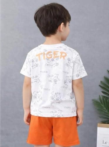 Morvinandan Kids dress for boy summer combo – cotton printed tshirt with shorts, soft touch fabric, half sleeve round neck style, baby boy summer clothes, easy wear set 4