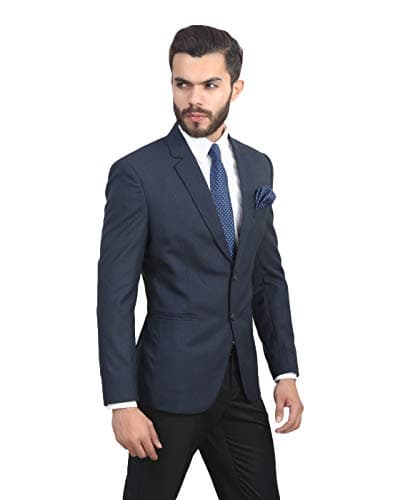 MANQ Men's Slim Fit Single Breasted Blazer (BL-101-42-Blue_Blue_42) 3