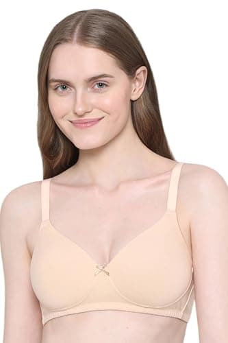 Wacoal Women’s Basics Essentials|Padded|Non-Wired|3/4th Cup|Everyday Wear|Cotton Blend|T-Shirt Bra Beige (34D)