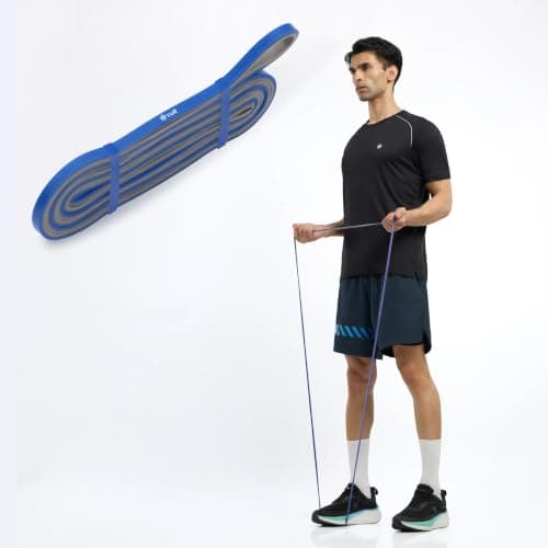CULT Resistance Band 6.4MM (2.5-7Kgs), Latex-Free TPE Exercise Loop Band for Stretching, Mobility Training, Home Workouts & Full Body Fitness, Blue & Grey