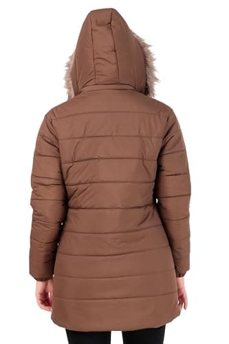 Brazo Latest Long Puffer Full Sleeve Winter Jacket For Women's (IN, Alpha, L, Regular, Coffee) 4