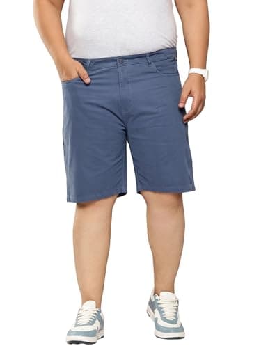 Thomas Scott Men's | Regular Fit | Plus Size | 100% Cotton | Breathable Fabric | 5 Pockets | Shorts for Men(TSS098_Blue_44)