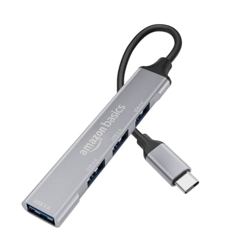 Amazon Basics 4-in-1 USB C Hub, Type C Multiport with 1 x USB 3.0 & 3 x USB 2.0 Ports, up to 5 Gbps High Speed Data Transfer for Laptop, MacBook, PC (Grey)