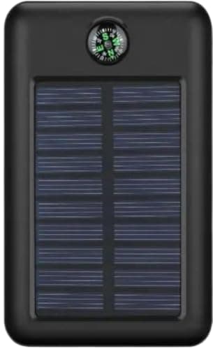AMYTEL EcoGlow 11,000mAh Solar Power Bank with LED Light, Type-C & Micro USB, Fast Charging Portable Charger – Black