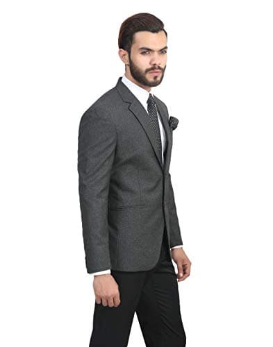 MANQ Men's Slim Fit Single Breasted Blazer (BL-101-40-Charcol_Charcoal Grey_40) 4