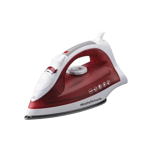 Morphy Richards Glide 1250W Steam Iron with Steam Burst, Vertical and Horizontal Ironing, Non-Stick Coated Soleplate, White and Red