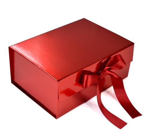 RBS® - Red Gift Box for Packing (23x16x10 Cm) With Satin Ribbon Valentine's Day Empty Return Gift Hamper Box Holds Upto 5 Kg Maroon Gift Boxes for Presents Reusable Gift Packing Box (Burgundy Bliss)
