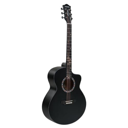 Kadence FR77BK Frontier 40" Acoustic Guitar | Grand Auditorium Cutaway | Special Fret Inlays | Spruce Wood | Comes with Bag | Includes Learning Course | Black 3