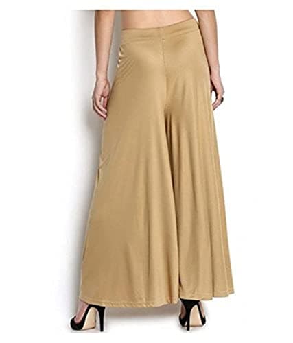 Lovely India Fashion Full Stretchable Solid Regular Shining Malai Palazzo for Womans and Girls Golden 2XL 3