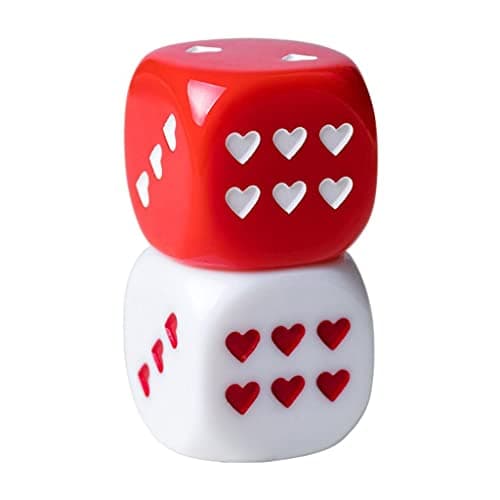 UJEAVETTE 2 PCS Round Corners Acrylic White and Color Six Dice Set Heart Pattern