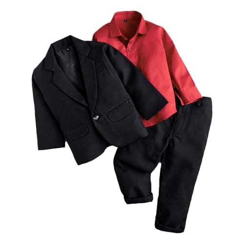 Hopscotch Boys Full Sleeves Black 3-Piece Formal Shirt with Blazer Pants (3-4 Years)