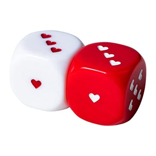 UJEAVETTE 2 PCS Round Corners Acrylic White and Color Six Dice Set Heart Pattern 5