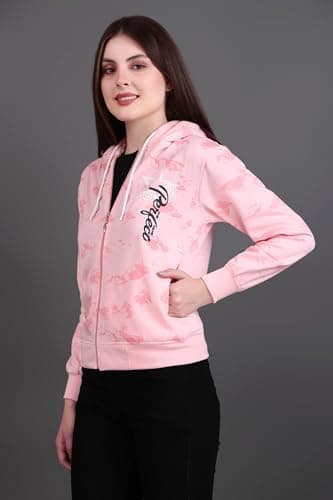 City Fashion Women’s Winter Fleece Hoodie Sweatshirt – Warm Zipper with Front Pockets, Printed Casual Stylish Hooded Jacket (in, Alpha, M, Baby Pink) 6